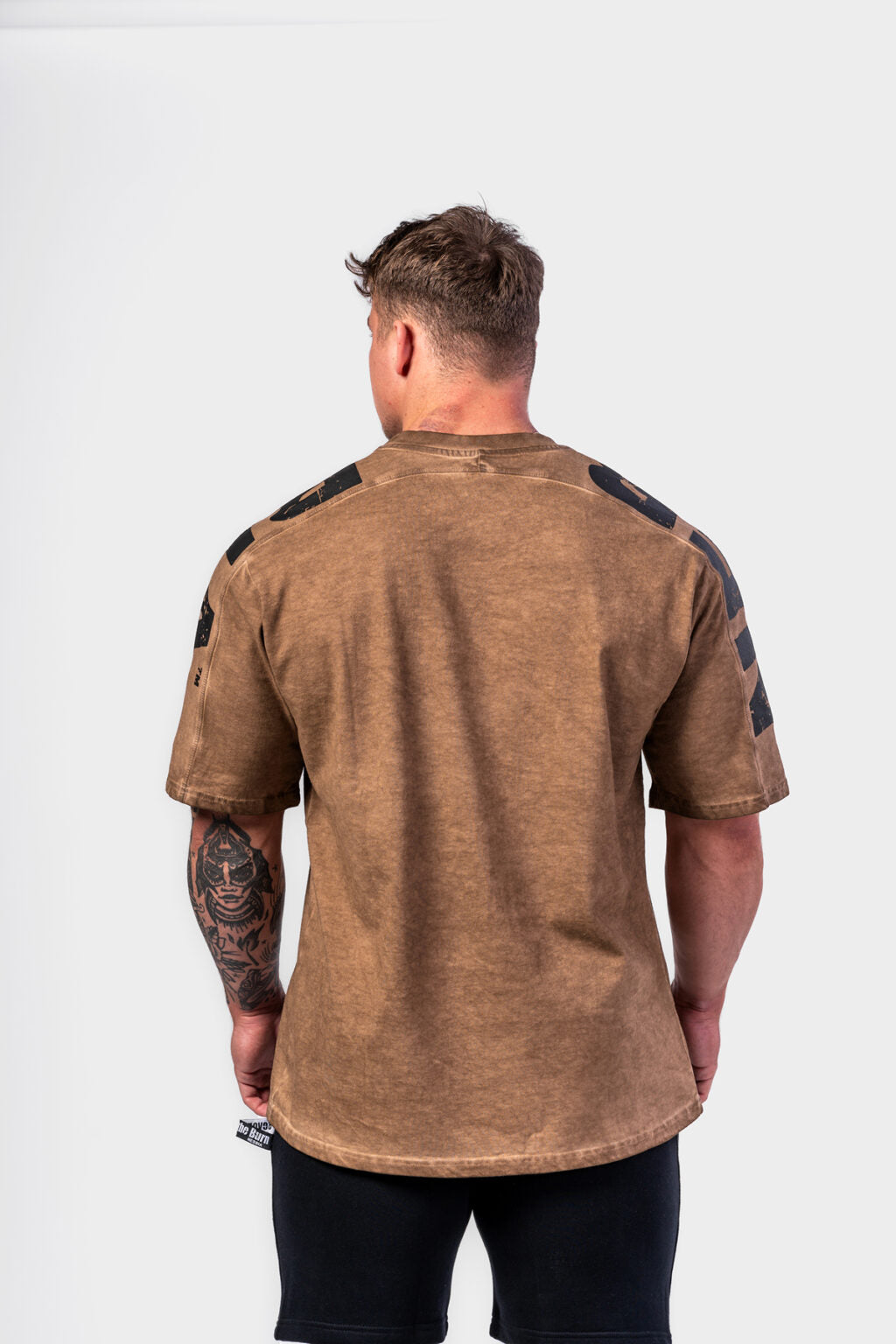WASHED-OFF OVERSIZED T-SHIRT LIFTING CLUB LIGHT BROWN 368