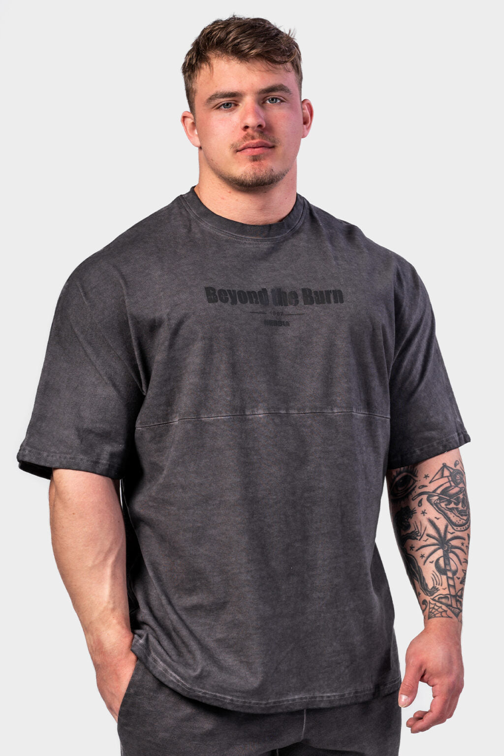 WASHED-OFF OVERSIZED HEAVYWEIGHT COTTON T-SHIRT NO SHORTCUTS  369
