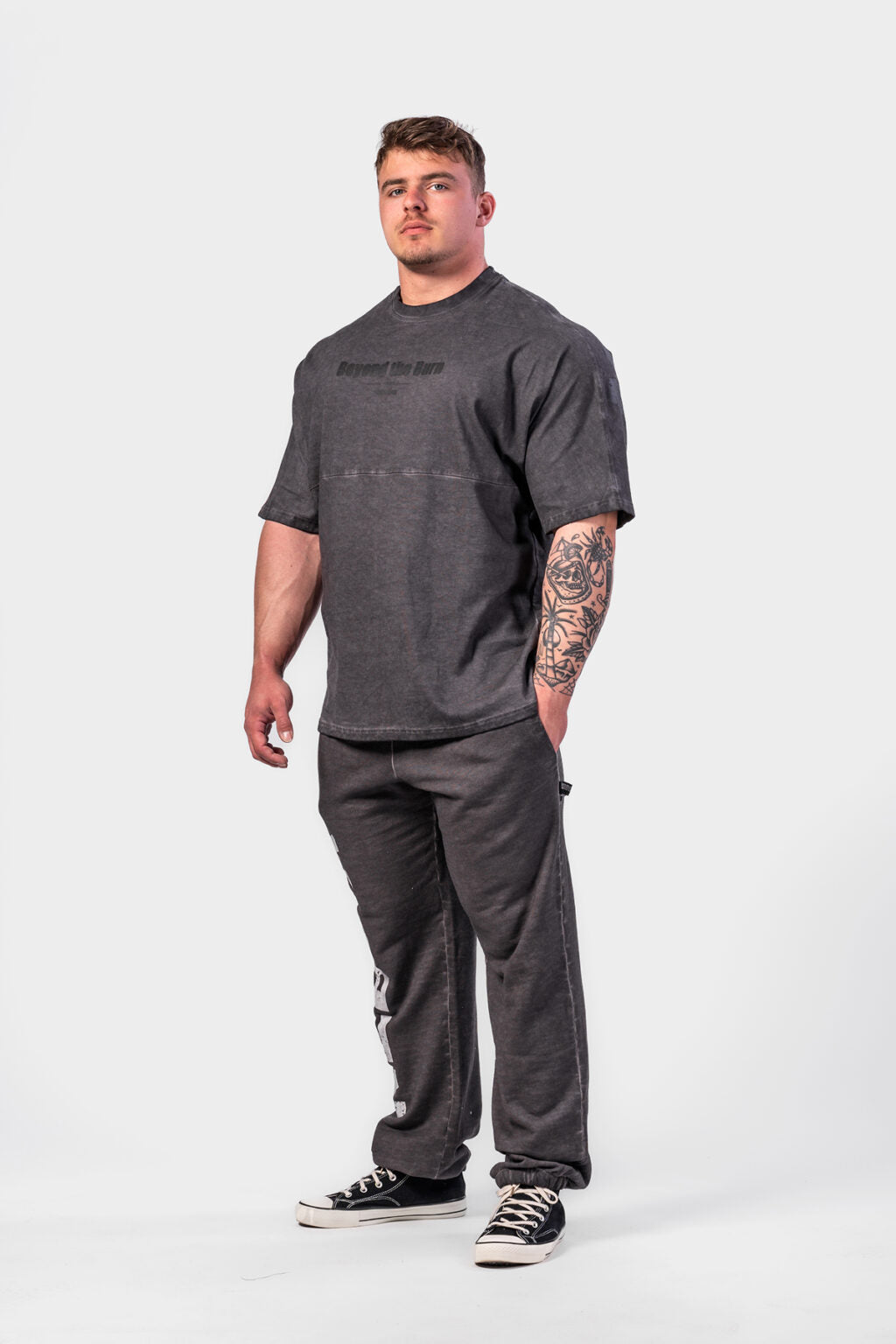 WASHED-OFF OVERSIZED HEAVYWEIGHT COTTON T-SHIRT NO SHORTCUTS  369