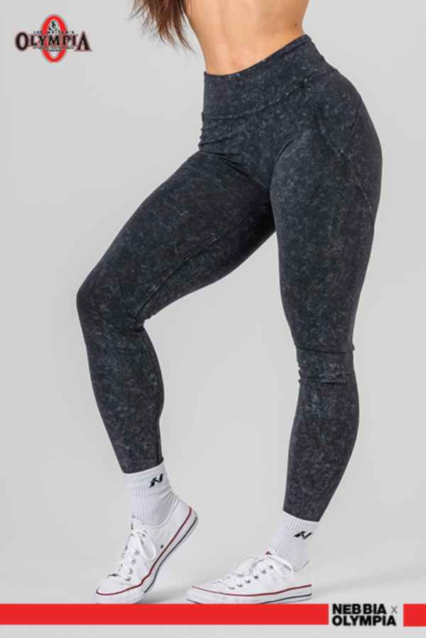 WASHED HIGH WAISTED LEGGINGS GYM WARRIOR BLACK 776