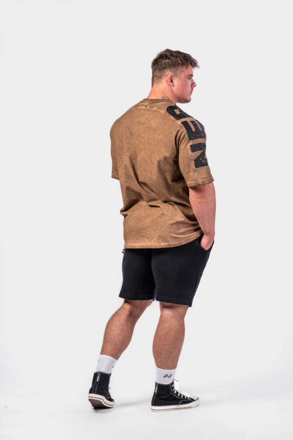 WASHED-OFF OVERSIZED T-SHIRT LIFTING CLUB LIGHT BROWN 368