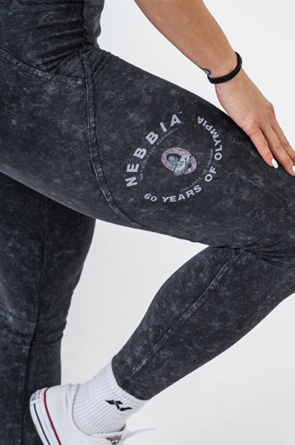 WASHED HIGH WAISTED LEGGINGS GYM WARRIOR BLACK 776