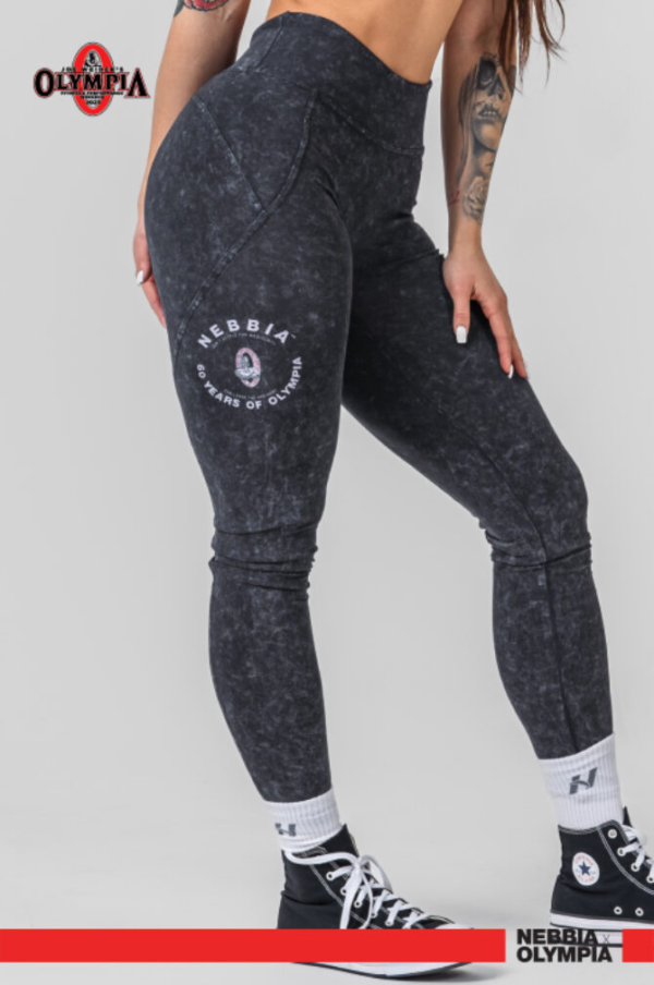 WASHED HIGH WAISTED LEGGINGS GYM WARRIOR BLACK 776