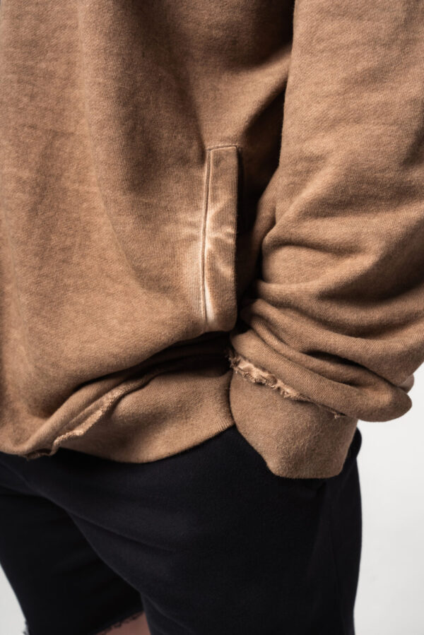 WASHED-OFF ZIP UP HOODIE GYM BRO LIGHT BROWN 362