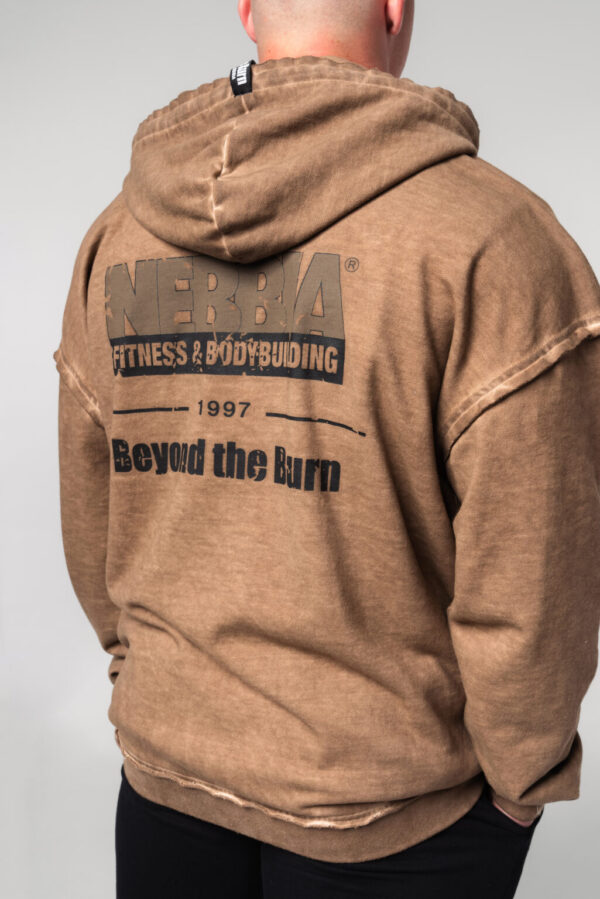 WASHED-OFF ZIP UP HOODIE GYM BRO LIGHT BROWN 362