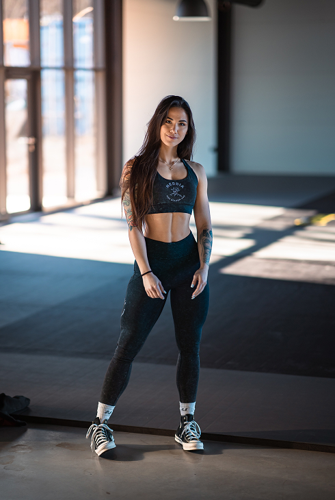 WASHED HIGH WAISTED LEGGINGS GYM WARRIOR BLACK 776